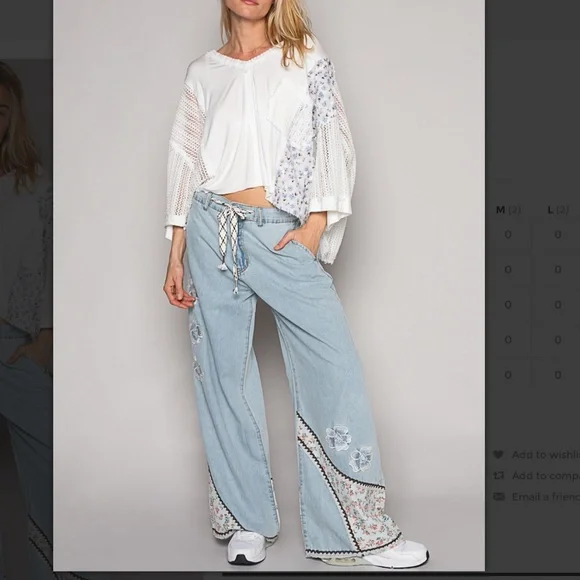 POL V-Neck Crochet Detail Knit Top Women’s Floral Contrast Knit Top BR28 - Picture 6 of 10